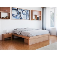 Letto in legno massello di Okumé - Lichene con cassetto frontale