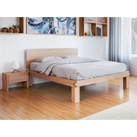 Letto in legno massello di Okumé - Lichene con testata